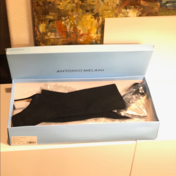 ANTONIO MELANI Black Suede Knee High Boot Ryder Sz 7 4 inch Stilletos - Picture 7 of 10